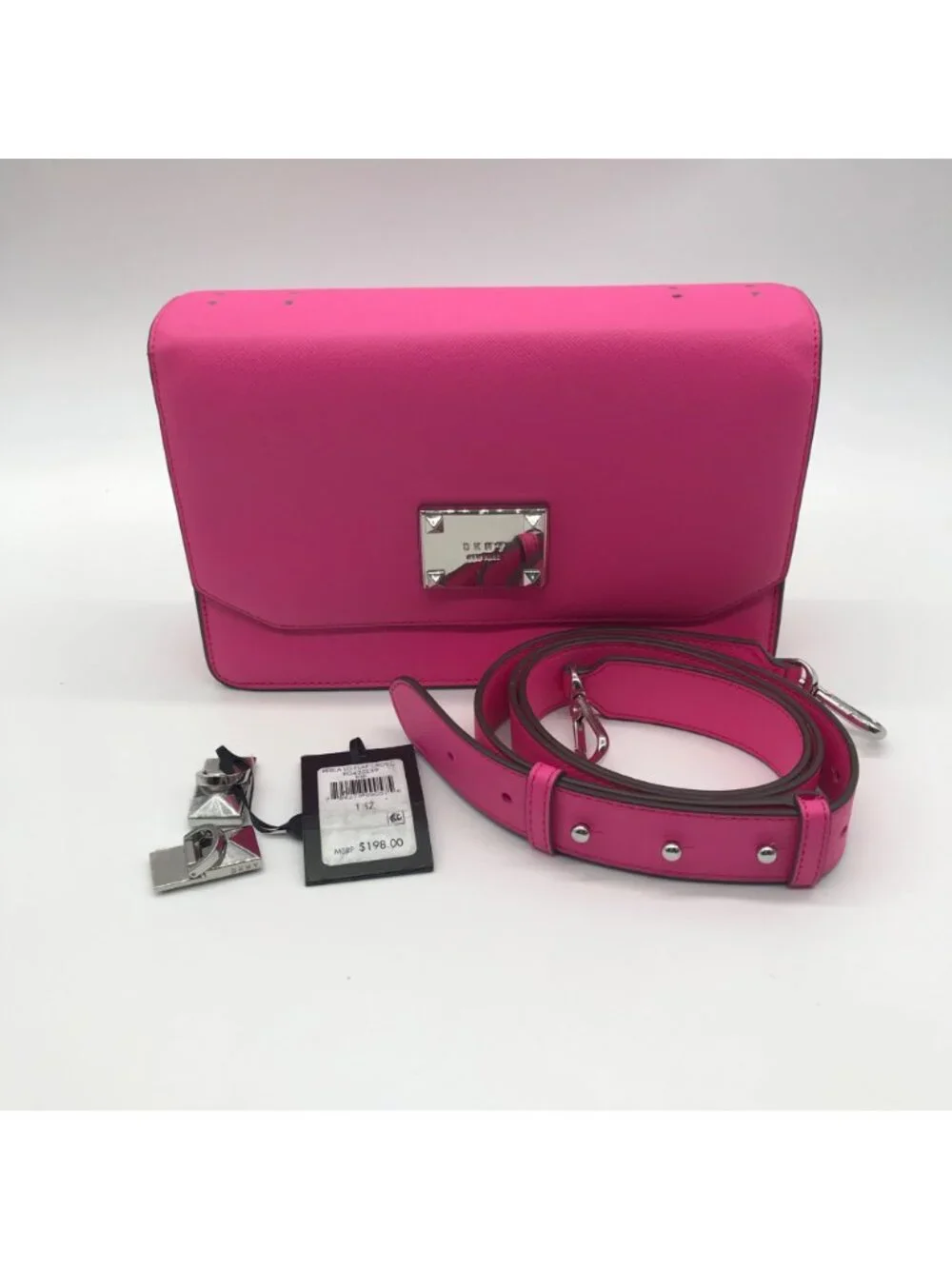 DKNY Pink Perla Large Flap Crossbody Bag